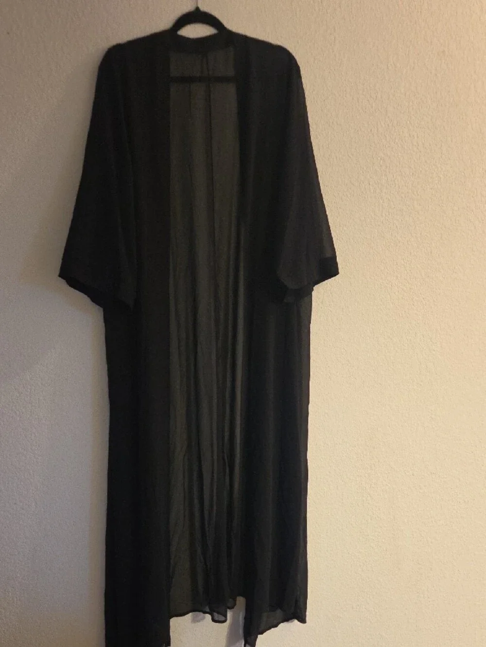 Sheer Black Long Kimono Robe - Women's Intimates